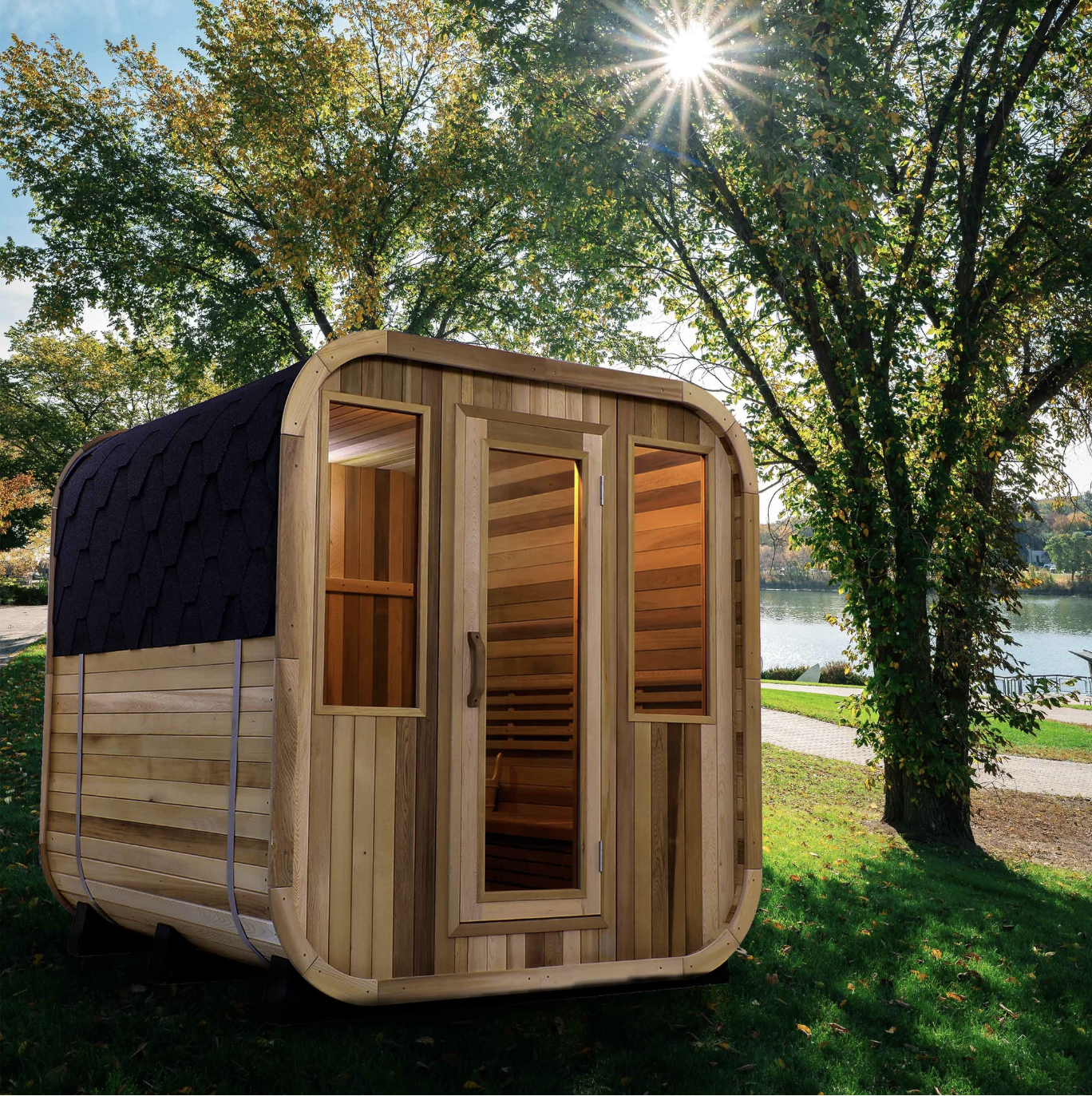 Max Heater Thermo-Spruce Black Cube Outdoor Sauna – A Premium 4-6 Person Wellness Haven-2