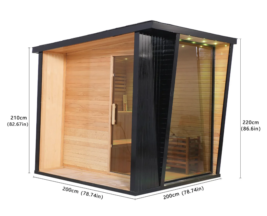 Max Heater Health Outdoor Steam Sauna – Black Square Style, Canadian Hemlock Crafted-7