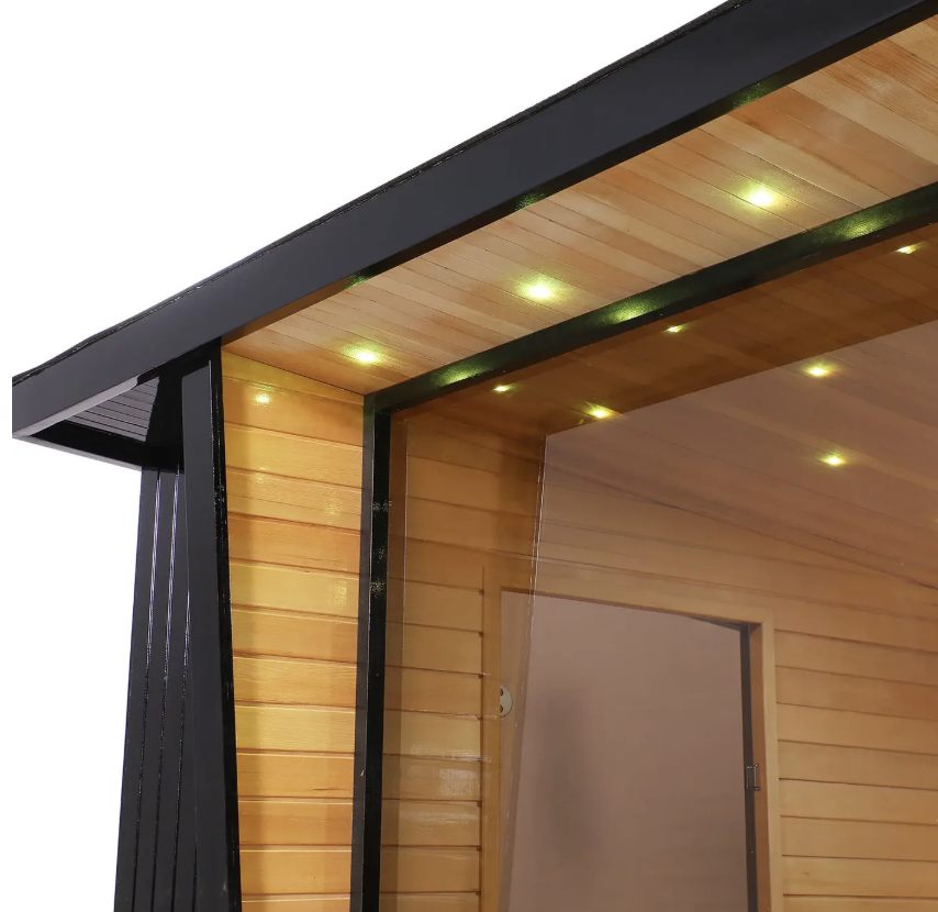 Max Heater Health Outdoor Steam Sauna – Black Square Style, Canadian Hemlock Crafted-11