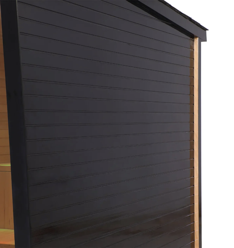 Max Heater Health Outdoor Steam Sauna – Black Square Style, Canadian Hemlock Crafted-10