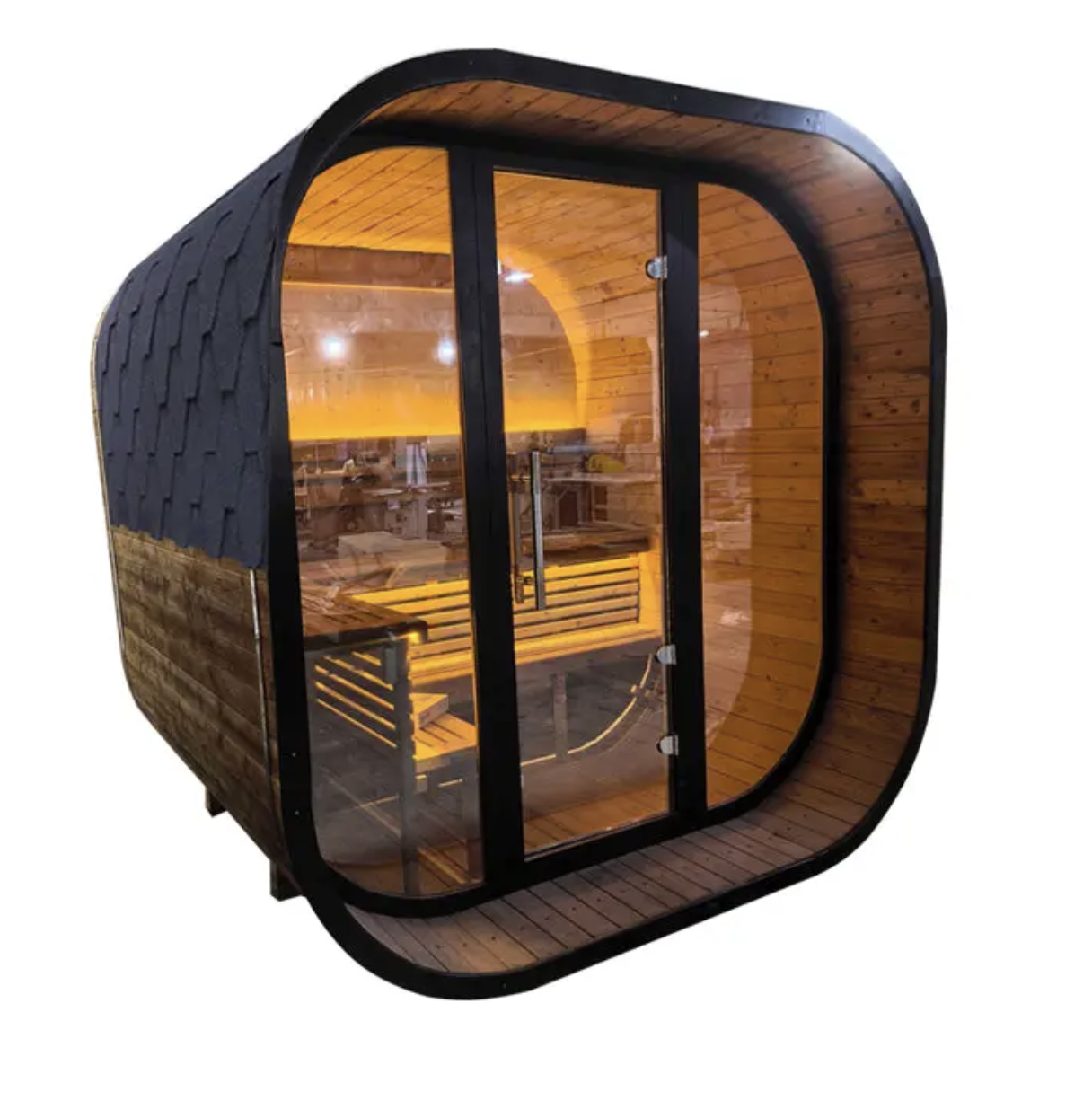 Max Heater Thermo-Spruce Black Cube Outdoor Sauna – A Premium 4-6 Person Wellness Haven-7