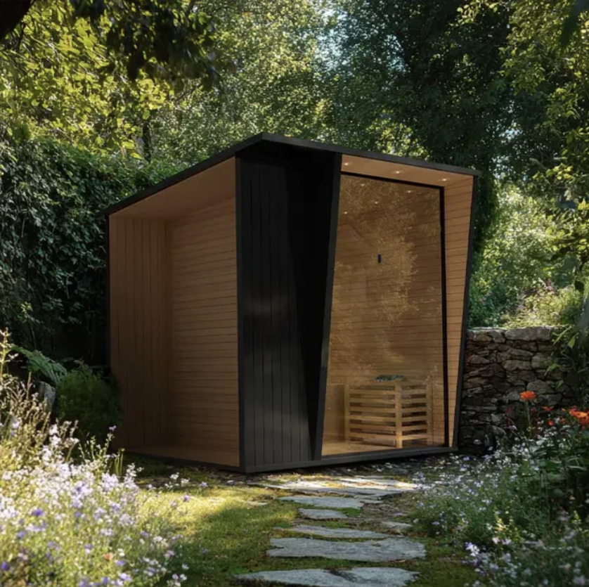 Max Heater Health Outdoor Steam Sauna – Black Square Style, Canadian Hemlock Crafted-4