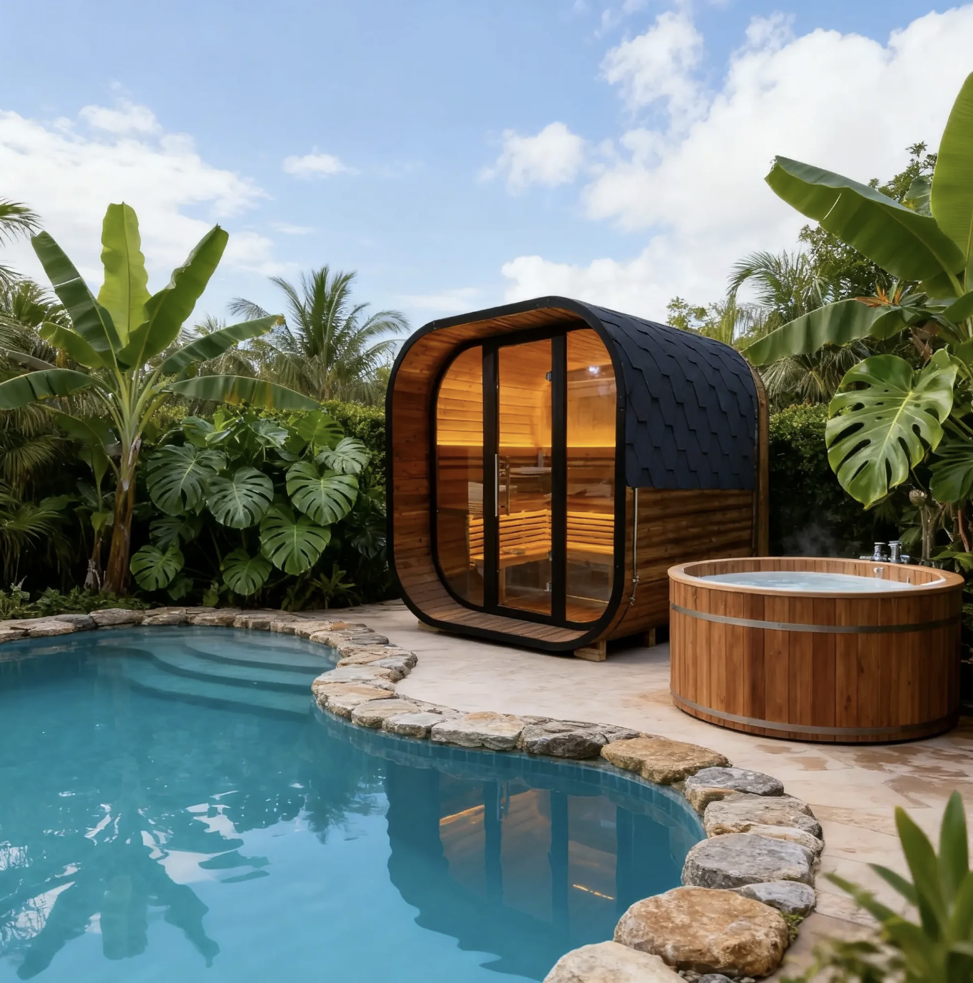 Max Heater Thermo-Spruce Black Cube Outdoor Sauna – A Premium 4-6 Person Wellness Haven-4