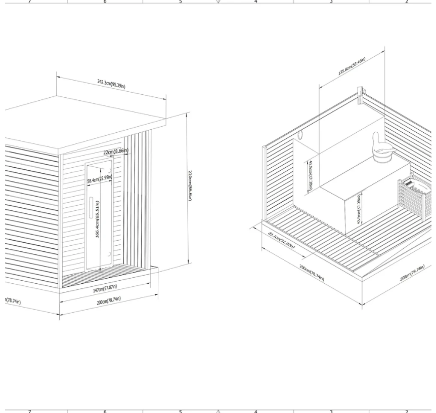 Max Heater Health Outdoor Steam Sauna – Black Square Style, Canadian Hemlock Crafted-15